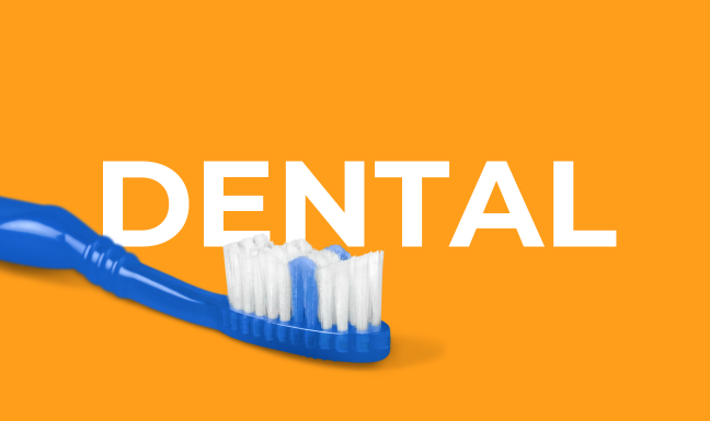 ROSS Web Dental 648×386 The words Dental & Vision with a blue pair of glasses and a blue toothbrush in the background.