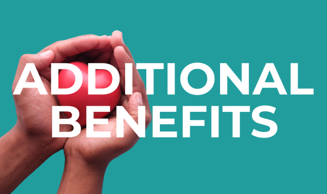The words Additional Benefits with a pair of hands with a small red heart in the palms